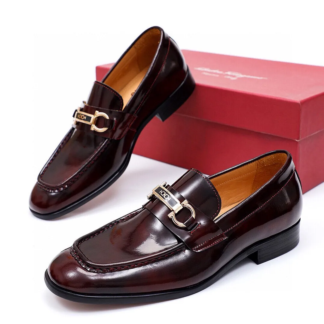Men's Men's Shoes 💰540 💐[Ferragamo/Ferragamo] New 🐲Ferragamo* Ferragamo classic formal leather shoes! It is made of imported first-layer open-edge beaded cowhide leather upper + luxurious hardware buckle, and the inner layer is comfortable first-layer cowhide 🐂 leather lining! Original wear-resistant rubber outsole! Code number 38-44 (45🉑️customized)